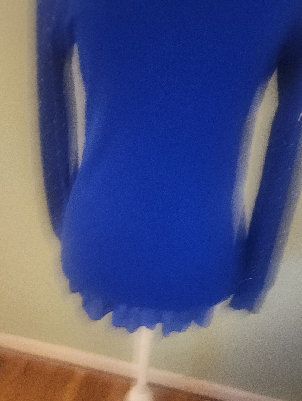 Royal Blue Long Sleeve Ruffle Hem Top